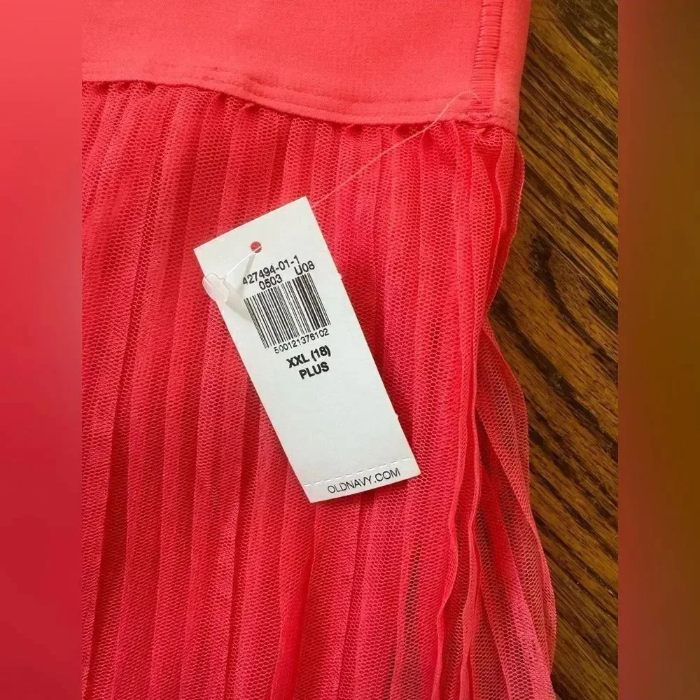 NWT New OLD NAVY Mesh Pleated Coral Hot Pink Athletic Skort Skirt XXL 18 Plus